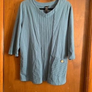 Chic Teal Tunic with Pocket Accent Focus Casual Life